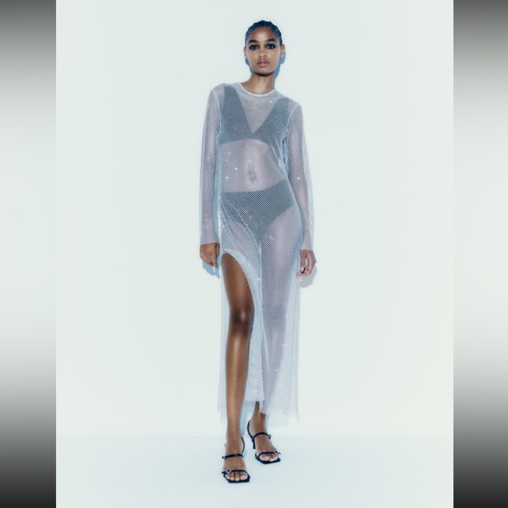 RHINESTONE MESH DRESS